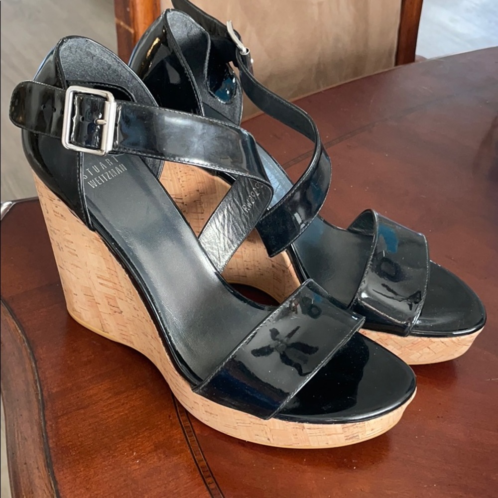 Stuart Weitzman Oneliner Cork Wedge Sandal